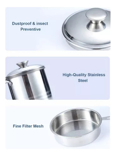 Olla Aceite Cocina Acero Inoxidable Separador Grasa Tapa