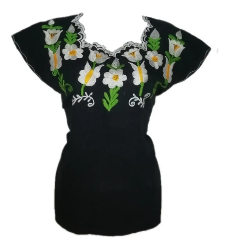 Blusa Artesanal Xl Bordada Manta Chiapas