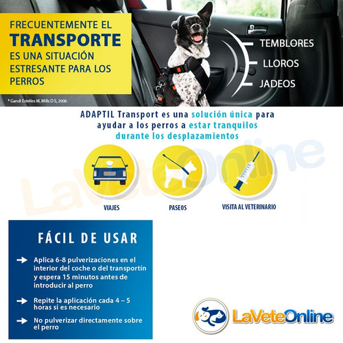 Feromona Perros Adaptil Calma Ansiedad Estres Viajes Auto