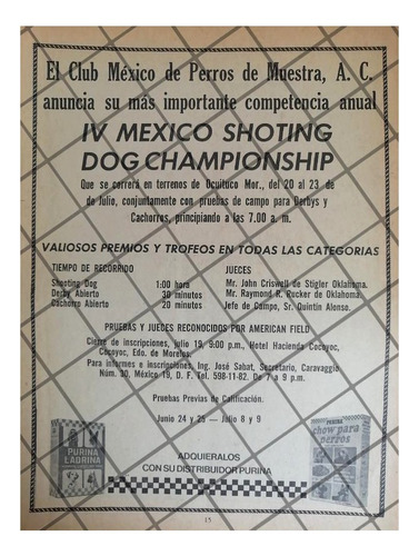 Afiche Retro 4ta Competencia De Perros De Caza 80s