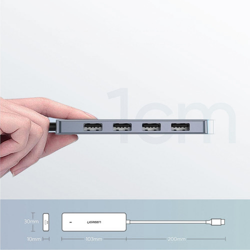 Hub Usb C De 4 Puertos Usb 3.0 Con Carga Micro Usb 5v Ugreen