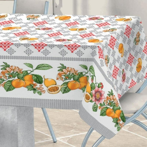 Toalha De Mesa Quadrada Delicata Piquet 1,40m X 1,40m Frutas