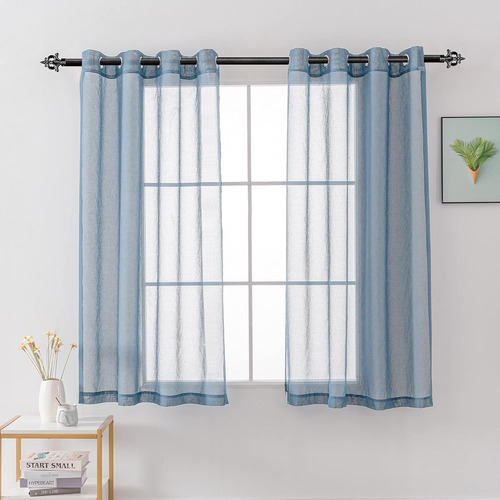 Cortinas Traslúcidas Azul Polvoriento 45 Para Cocina, 2 Pane