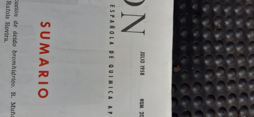Antigua Revista Española De Quimica Aplicada Año 1958 (Usado)