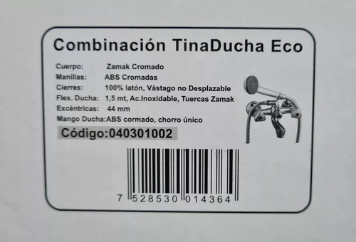 Llave Combinacion Tina Ducha Eco Taumm