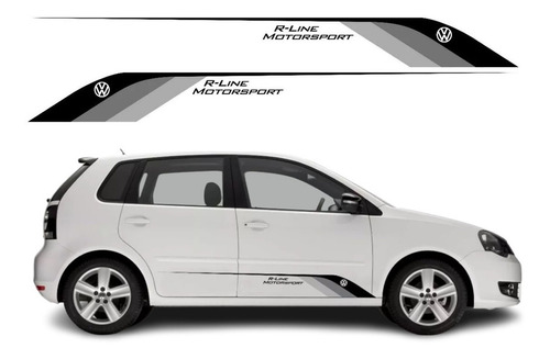 Kit Adesivos Faixa Lateral Volkswagen Polo R Line Ca-14028 Cor Não aplica