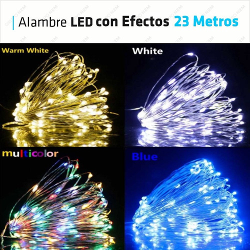 Imagen 4 de 10 de Alambre Luces Led 23 Metros Azul Exterior 220v Navidad