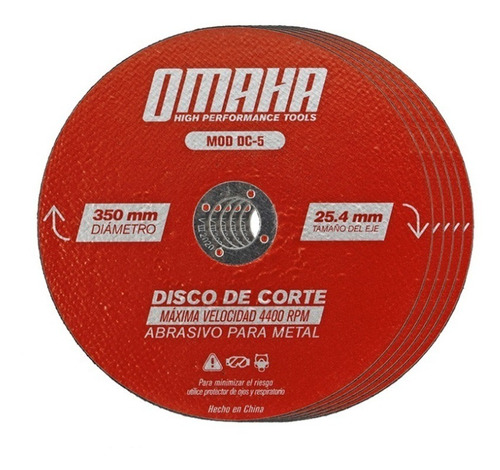 Disco De Corte 355 Mm 10 Unidades Metales Omaha P/ Sensitiva