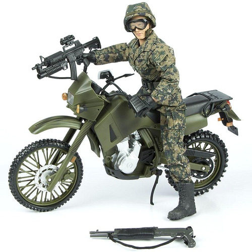 Moto Kawasaki Klr 650 Juguete Grande Con Soldado Articulado