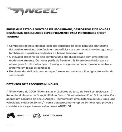 Imagem 2 de 3 de Pneus Pirelli Angel St 120 + 160 Yamaha Xj6 Nc750x Cb500x