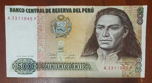 Vendo Quinientos Intis Del Peru. Año 1987.