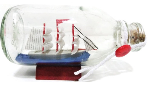 Mini Barco Dentro De Botella Horizontal Pequeña Decorativo