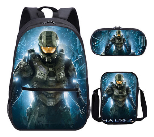 Juego De Tres Bolsas Halo Game, 17 Pulgadas, Gran Capacidad,