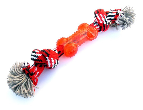 Imagen 2 de 10 de Soga De Algodón Con Nudos Y Hueso Pvc Perro Perritos Mascota