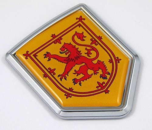 Bandera De Escocia Amarillo Con Leon Rojo Cromado Emblema C