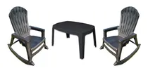 Comprar Oferta 2 Sillones Mecedoras Reforzados Negros+1 Mesa Ratona 