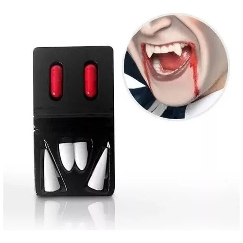 Colmillos Dracula Con Sangre Falsa Accesorio Dientes Disfraz