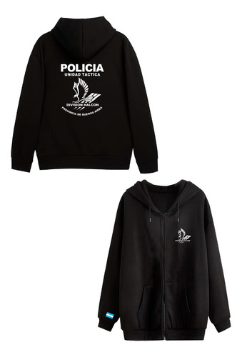 Campera Policia Unidad Tactica  Algodon Frisado Unisex