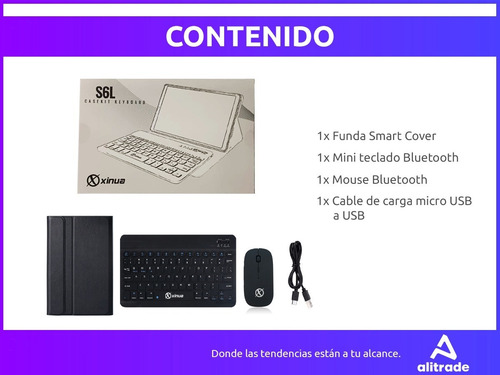 Imagen 8 de 10 de Funda Magnetica Con Teclado Bluetooth Para S6 Lite + Mouse