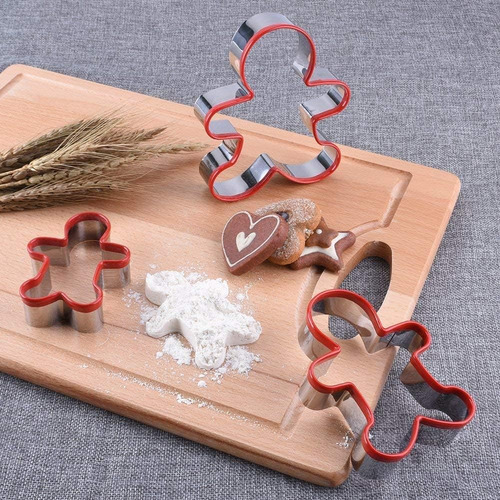 Cortadores De Galletas Gingerbread Man 3pcs, De Acero Ino...