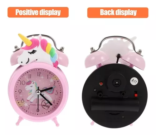 Reloj digital despertador Qearfun de unicornio para niña, reloj de cubo con  LCD, con LED que brilla por la noche, con luz, reloj de mesilla de noche