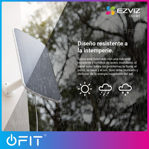 Imagen 5 de 10 de Panel De Carga Solar 6w Bateria Camaras Ezviz Cmt Ip65
