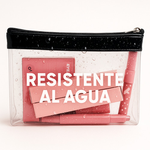 3 Cosmetiquera Impermeable Neceseres Maquillaje Transparente Morado Tornasol Lisa