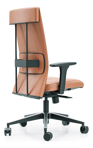 Poltrona Cavaletti Presidente Leef Syncron - Couro Natural Cor Marrom