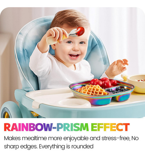 Mz Platos Infantiles Mimore De Acero Inoxidable Con Tapa,