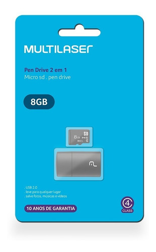 Imagem 3 de 4 de Cartão De Memória 8 Gb E Pendrive Usb 2.0 2 Em 1 Mc161