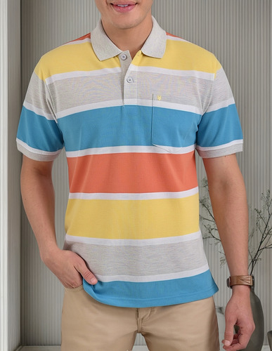 Playera  Tipo Polo Regular Fit Yale Tricolores