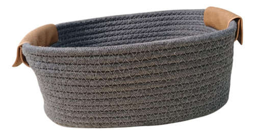 Algodón Tejido Cesta De Almacenamiento Rural Gris L