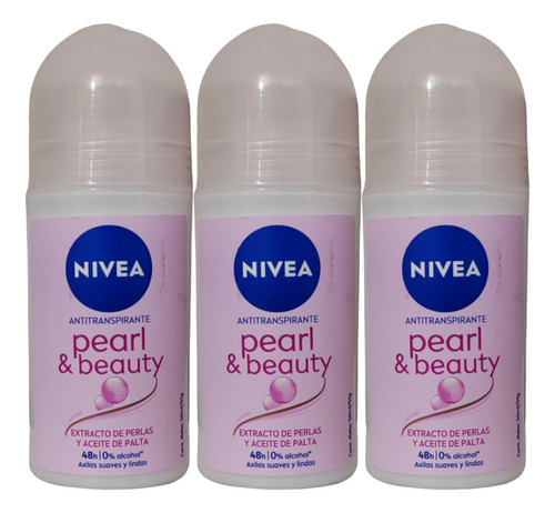 Pack X3 Nivea Desodorante Roll On Pearl & Beauty