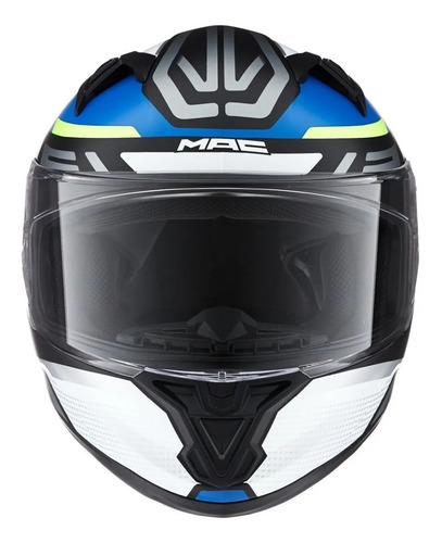 Imagen 5 de 8 de Casco Moto Integral Mac Speed Control Blanco Azul Cuotas