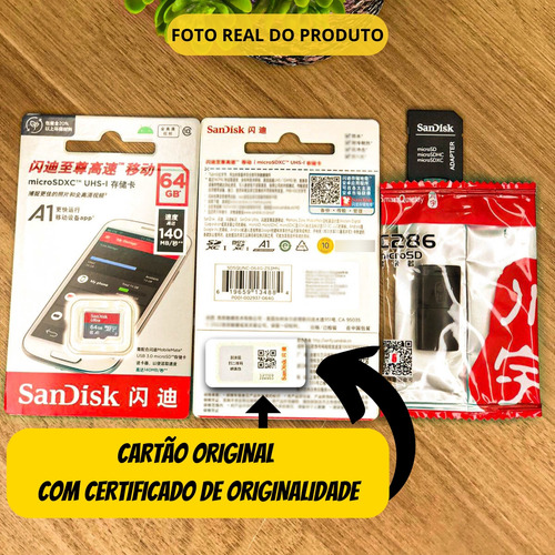 Cartão De Memória 64gb Classe 10 Para Celulares Câmeras