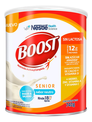 Alimento En Polvo Boost Senior Sabor Neutro Sin Lactosa 740g