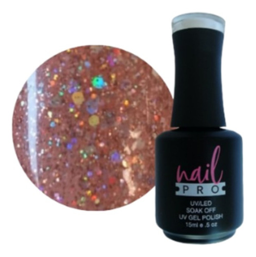 Uv Gel Polish - Rosa Glitter #x188 (15ml) - Nail Pro