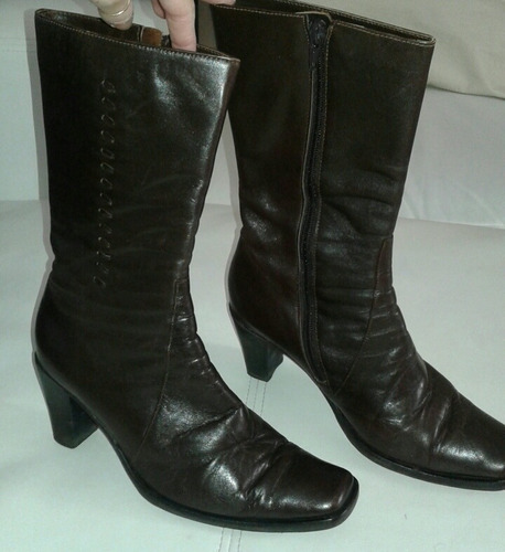 Botas De Dama Pasqualini Talle 38 Cuero Marrones Impecables 