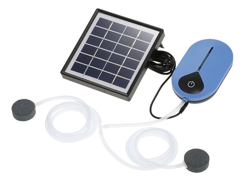 Bomba De Aire Solar.. 5w 3600mah Para Acuario Con Piedra De