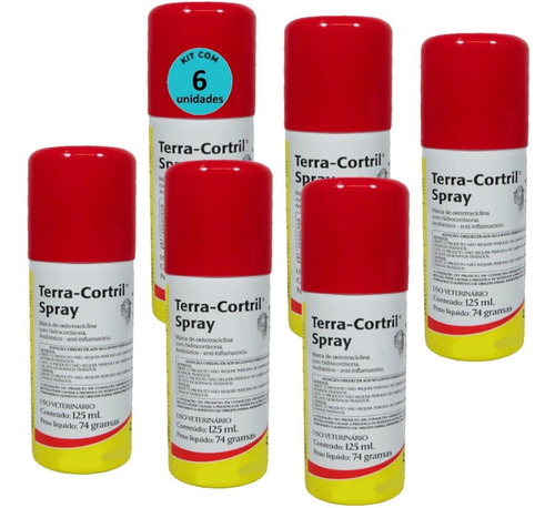 Terra-cortril Spray 125ml Zoetis Kit Com 6
