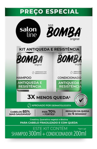 Kit Shampoo + Condicionador Sos Bomba Antiqueda Salon Line