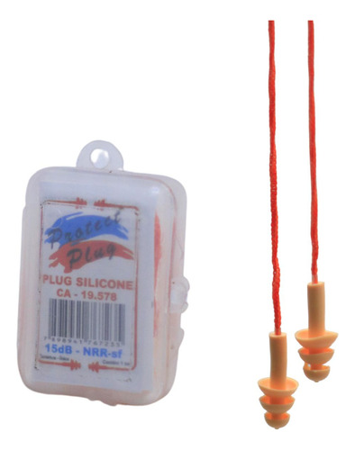 Protetor Reutilizável Auricular Plug Silicone Macio Laranja