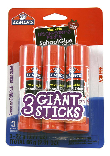 Elmer's Disappearing Purple School Glue Sticks, Lavable, 0..