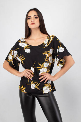Imagen 2 de 5 de Blusa Estampada Manga Olan