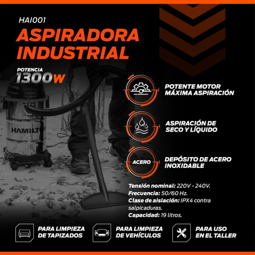 Imagen 10 de 12 de Hamilton HAI001 19 L - Plateado/Negro/Naranja - 220V - 240V - 50 Hz/60 Hz