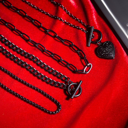 Collar Punk Negro Con Corazón Y Estrella, Ajustable En Capas