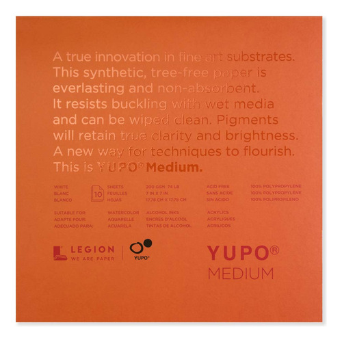 Yupo Paper Yupo - Bloc De Papel (tamao Mediano, 2.8 X 2.8in,