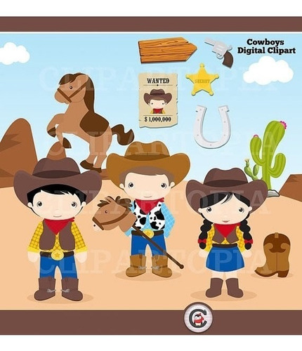 Kit Imprimible Vaqueros Cowboy Imagenes Clipart