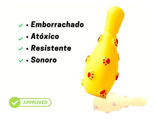 Brinquedo Pet - Pino De Boliche De Borracha Cor:amarelo