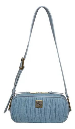 Bolsa Crossbody Bcitra Denim Steve Madden Bags Acabado de los herrajes Dorado Correa de hombro Azul claro Diseño de la tela Texturizado